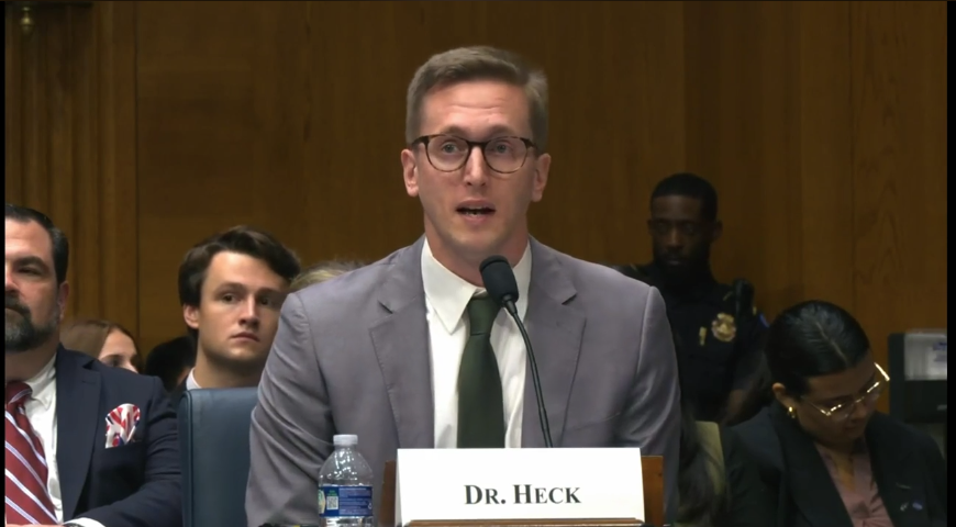 Justin Heck testifying before the U.S. Senate HELP Subcommittee